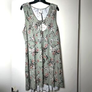 Knox Rose (Size XXL) Multicolored Floral Print Smock Tie Tank Dress (NEW-NWT)